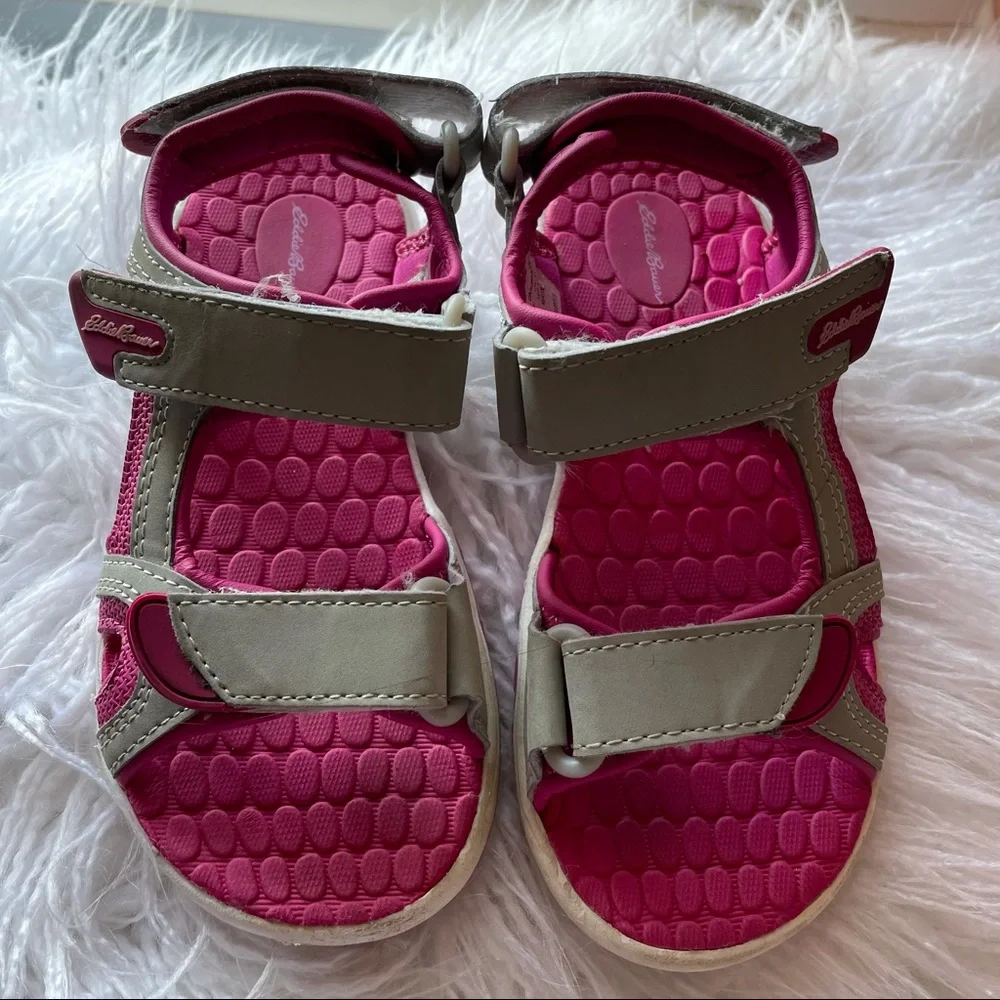 Eddie Bauer pink gray sandals Velcro
